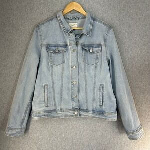 Universal Thread Light Wash Denim Jacket Blue Jean Trucker Womens Size Large